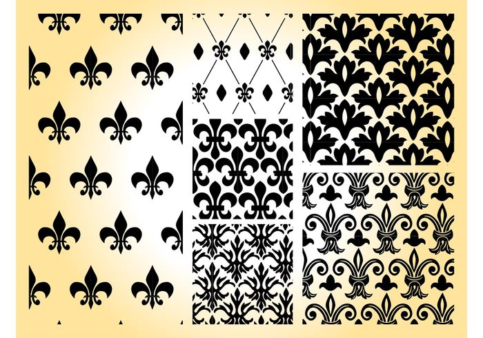 wallpapers tiles symbols swatches squares seamless patterns retro rectangle lily geometric shapes flowers floral fleur de lis Backgrounds 