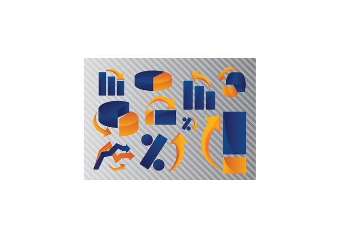 symbol set presentation percentage pack orange money icons business blue arrow 