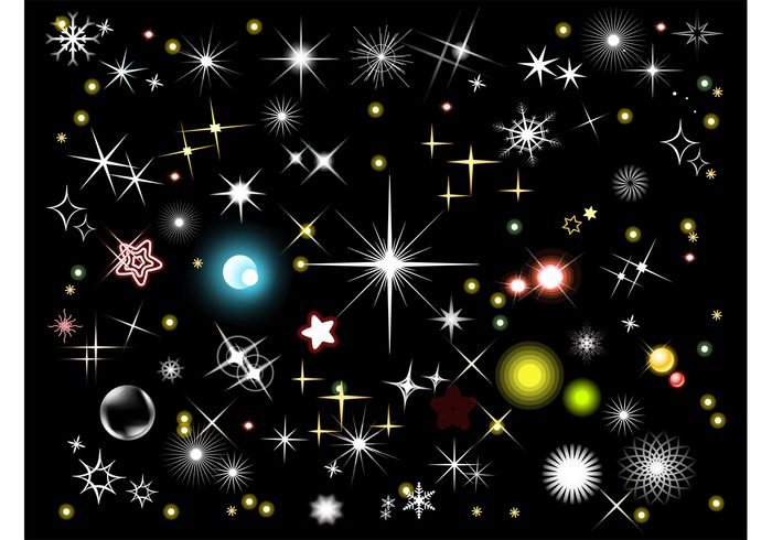 stars starry sparkles space snowflakes snow round rays night circles bubbles astronomy 