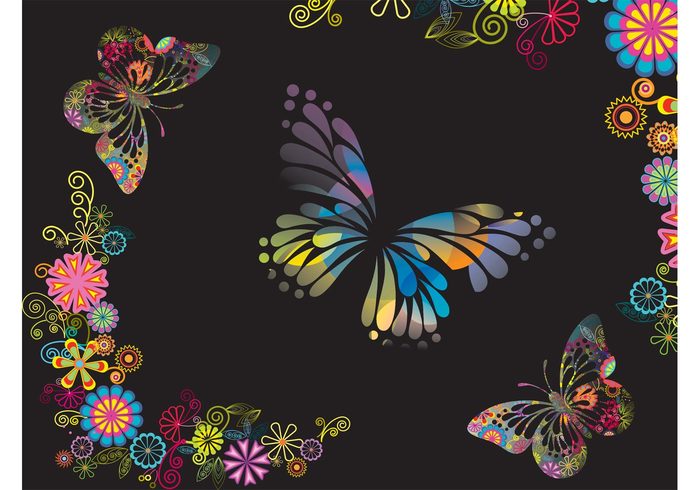 swirls spring petals nature leaves flowers floral butterfly butterflies blossoms background 
