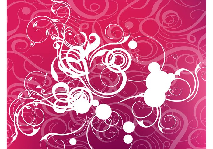 vector graphics swirls sphere shapes scrolls red pink gradient filigree decoration colorful collage circle backdrop 