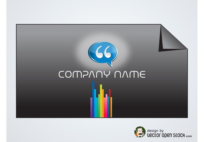 work template speech bubble rainbow Quotation marks lines Job corporate colors business cards business 