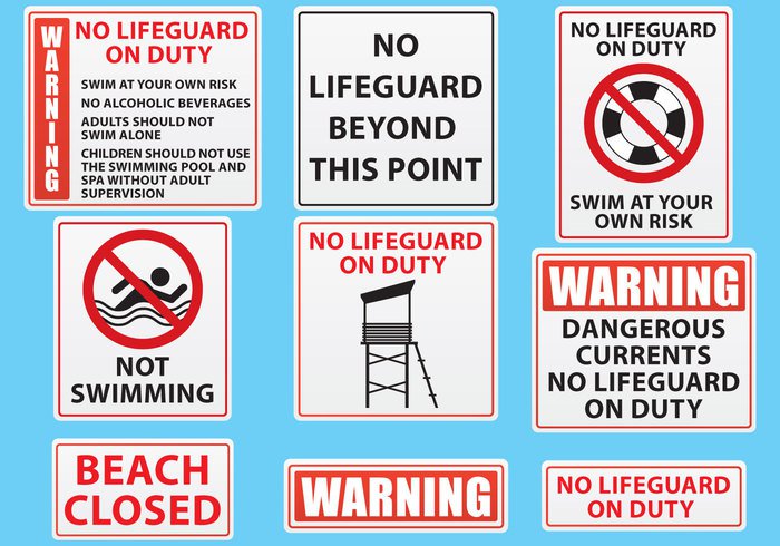 water warning Wading symbol swimming stop signpost sign pole sign seaside sea safety road river Restriction restricted regulations red radioactive placard pictogram not lifeguard life guard stand life cycle life label isolated icon hazard drowning Dangerous danger contaminated closed caution board beach banner ban background allowed  