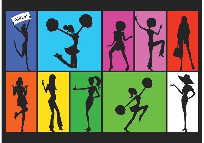 women vector sport soccer silhouette people motion lifestyle jump illustration Human happy girl funny female exercise element design competition cheerleader silhouette champion body active action 