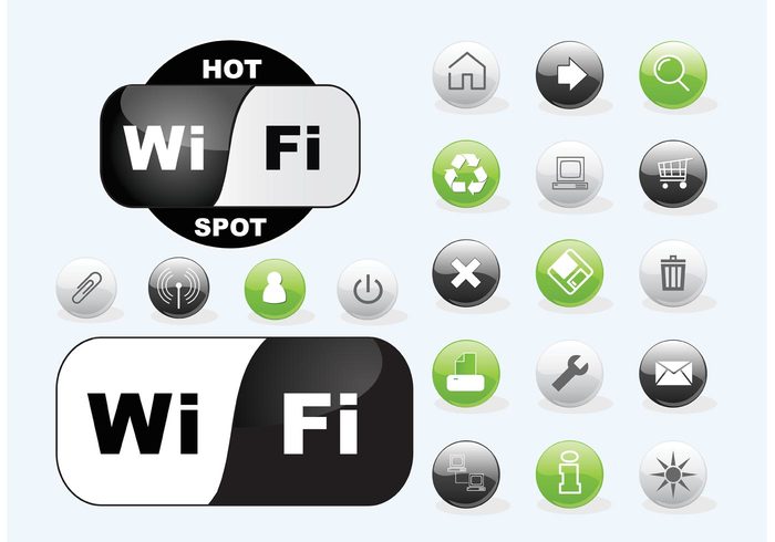 wireless wifi wi-fi shopping cart shop screen printer print network information glossy computer buttons 