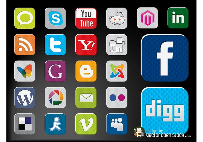 youtube websites web twitter technology social networking sharing Services online logos internet icons Facebook  