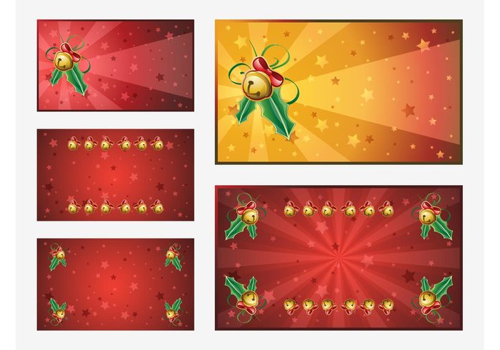 wallpapers stars starburst ribbons mistletoe leaves holiday greeting cards golden festive christmas celebration bells Backgrounds Backdrops 