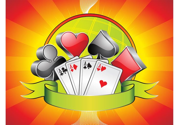 suits starburst spades ribbon playing cards hearts game gambling diamonds clubs casino cards Card games background 3d 