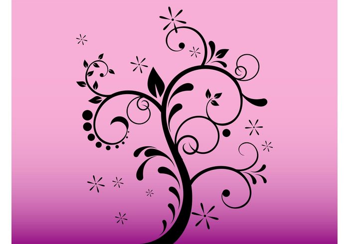 twigs template swirls stars silhouettes plant petals leaves drops decal branches blossom bloom 