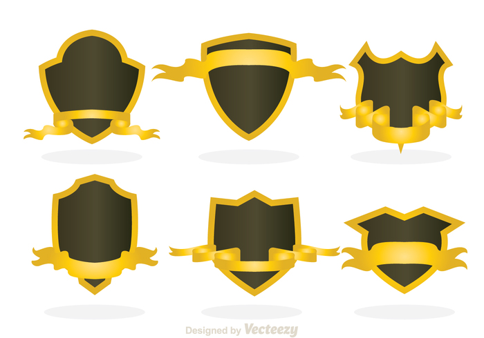 wave shield shapes shield shape security secure seal ribbon power metal medieval king guard gold defend curve 