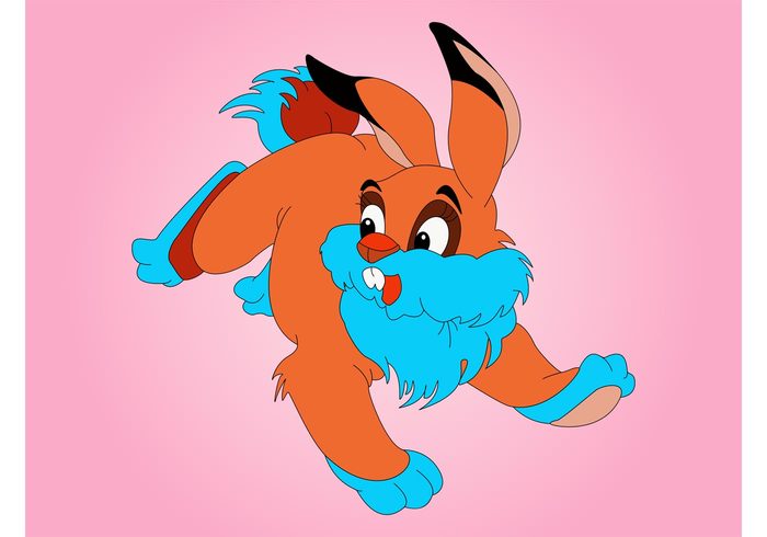 wild animal run rabbit Hare Fear danger Comic Book colorful cartoon Animal character Afraid 
