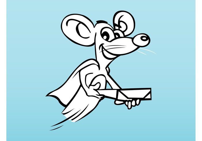 Smile rodent rat package mascot logo icon Hero vector hero happy fly delivery comic character cartoon cape box animal 