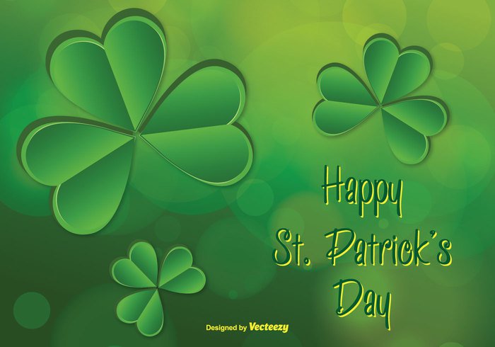 vector symbol St. soft sign shiny shape saint patricks day saint religious plant pattern Patrick\'s Patrick nature lucky luck leaf Irish Ireland illustration holiday happy saint patrick's day happy greeting green flower floral design decoration day clover celtic celebration bokeh blur banner background abstract  