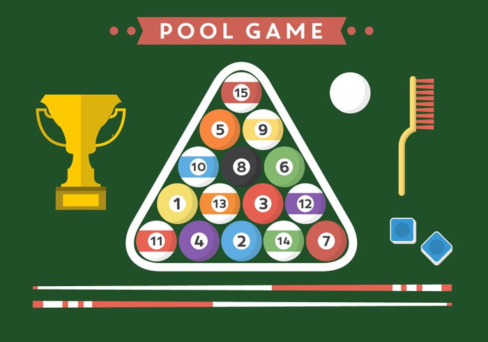 triangle table success sport snooker sign set pool sticks pool stick pool play leisure isolated icon green graphic game flat design flat element cup cue competition club chalk brush billiards billiard balls ball background accessories 