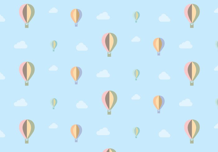 wallpaper vector trendy sky shapes seamless random pattern ornamental decorative decoration deco clouds balloons background air balloon abstract 