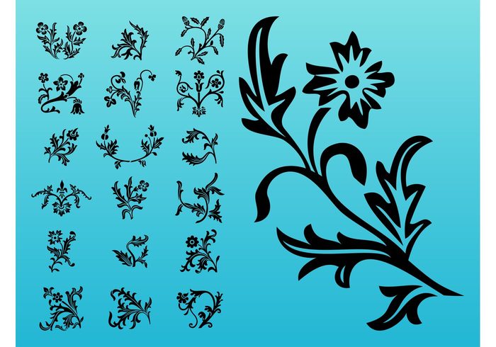 stickers Stems spring silhouettes plants petals nature leaves flowers decorations decals blossom bloom 