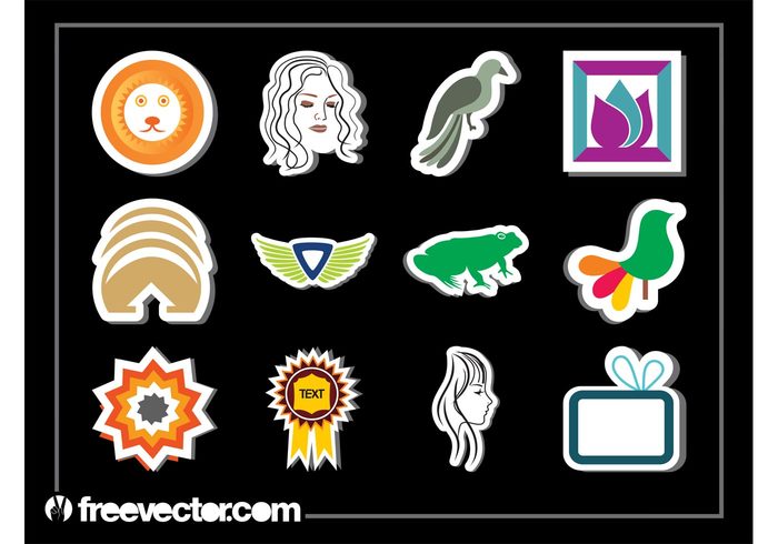 woman wings triangle stickers sticker star parrot medal lion girl frog frame face circles birds bird arrow animal 