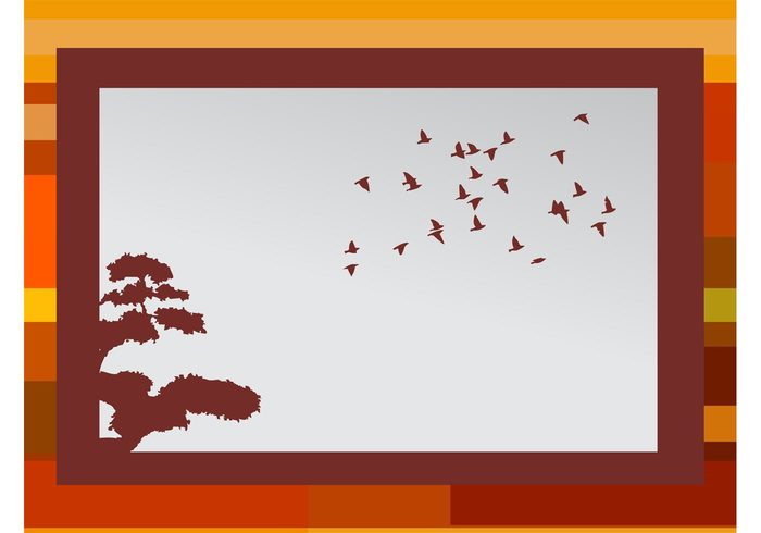 wallpaper tree silhouettes season Geometry geometric shapes flock Fall birds background autumn animals abstract 