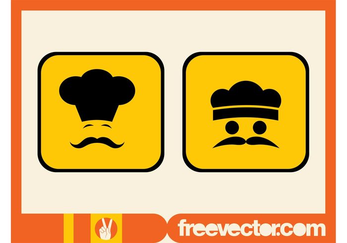 squares Mustaches icons faces eyes cooks cook Chefs chef button badges  