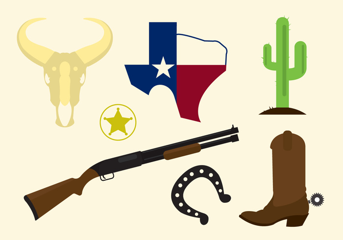 wild western west texas map texas symbol star skull shotgun sheriff set old western town illustration icons icon horseshoe hat flat design flat culture cowboy cactus boots boot badge american  