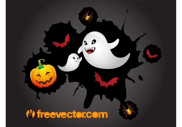 splatter spiders scary pumpkin jack o' lantern horror Halloween vectors halloween ghosts festive comic characters cartoon blob bats animals 