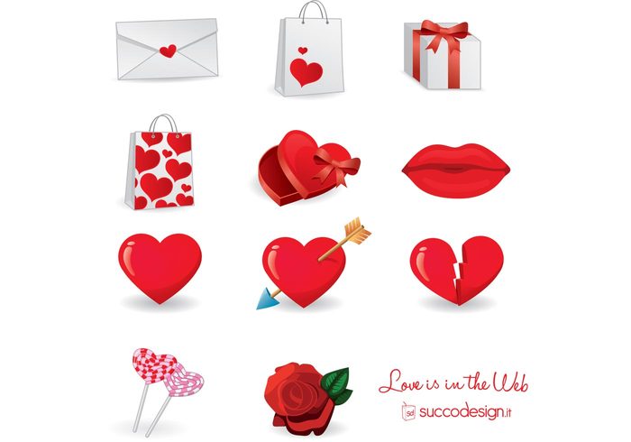 valentines day shopping bag rose love lollipop lips kiss icon heart cuore 