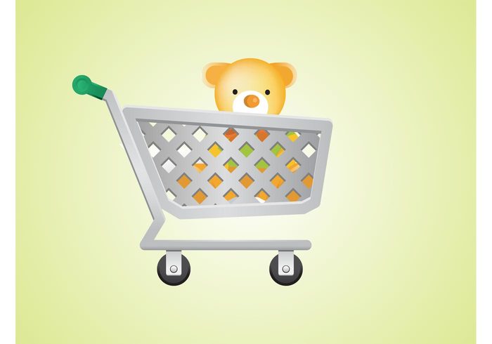 trade toy teddy bear stuffed toy stuffed animal shopping cart shopping shop metal logo icon commerce 