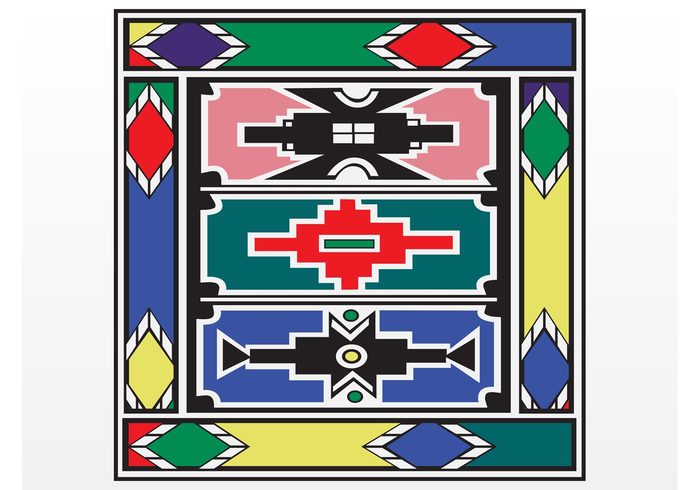 tribe tile tapestry square ndebele native fabric colorful Clothing item carpet bright colors art african africa  