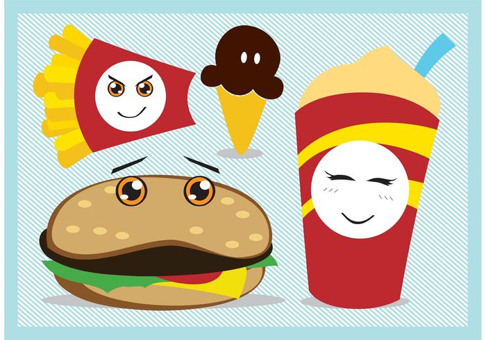 soda modern lifestyle icons ice cream ice hamburger fries french fries food fast food drink comics character cartoon beverage 