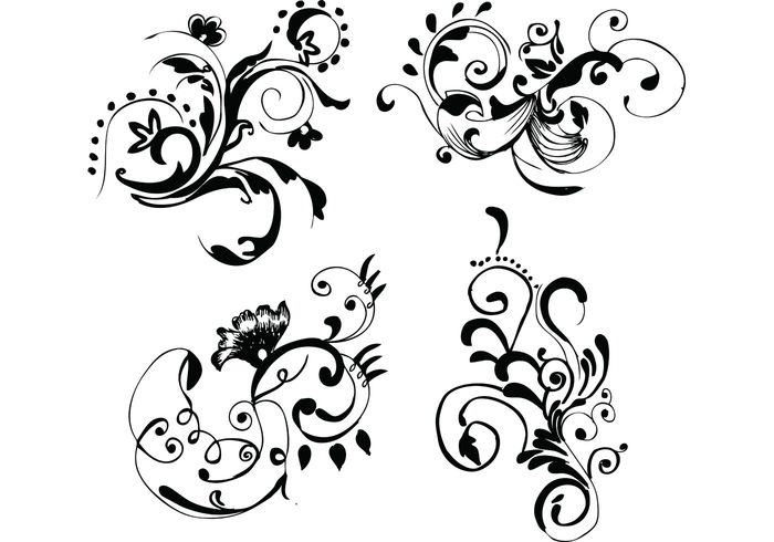 swirl ornamental designs hand drawn freebie flowers flourish floral elements filigree elegant decorative 