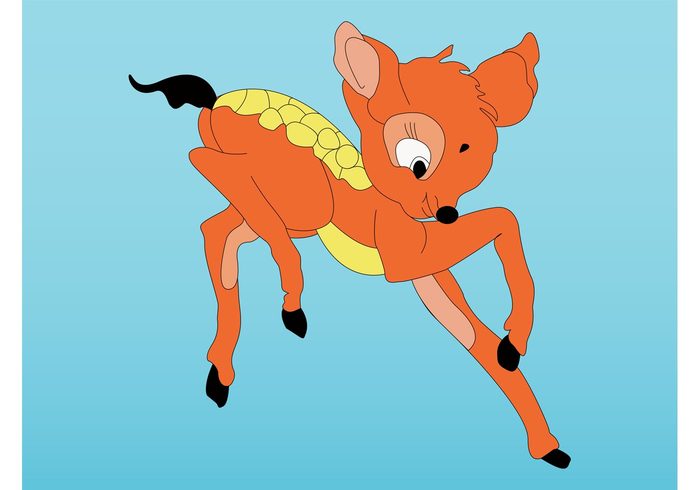wildlife small run nature mascot jump happy forest Doe vector doe Comic Book character Bambi Baby deer animal 