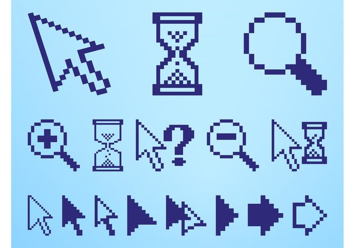 zoom out zoom in Wait technology search pointers pixels pixelated hourglass cursors Cursor pointers cursor computers arrows 8 bit 