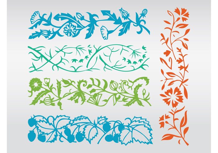strawberries Stems spring silhouettes plants nature leaves fruits flowers decorations blossom bloom banners 