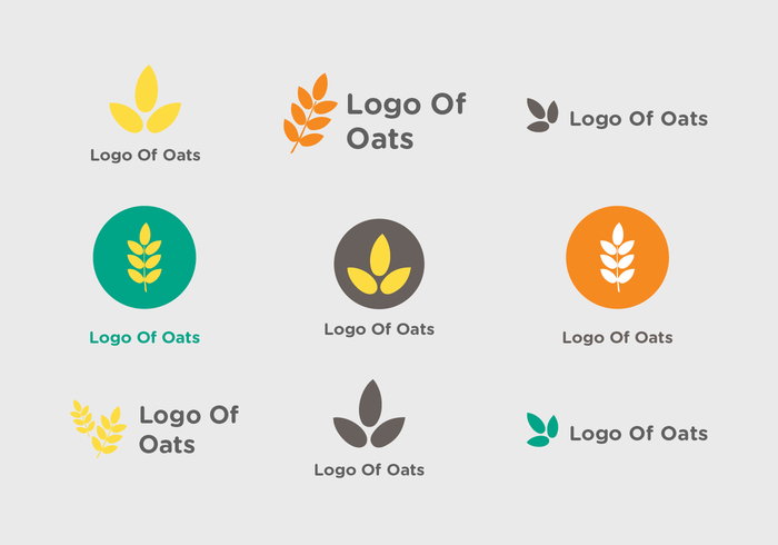set pack oats logotype logogram logo icon field farming complete bread 