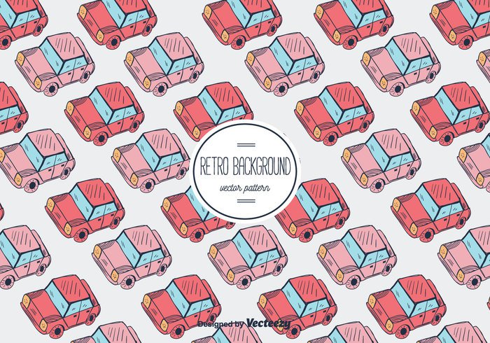 vector top view car style retro pattern hand drawn free doodle cars car top view car background 