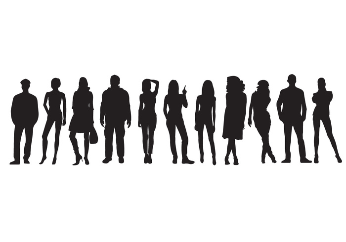 young women white teamwork team suit standing silhouettes silhouette row person people in a row people men isolated illustration icon group crowd corporate concept community casual businessman business black background Adult 