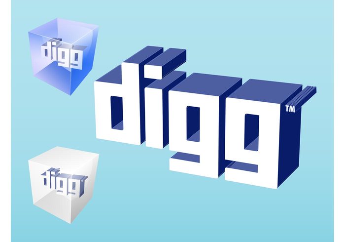 website web technology tech shiny online News logos internet icons glossy Digg vector Digg logo Digg button DIGG cubes boxes 3d 