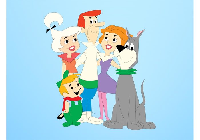 woman Spouses Smile pet people mother man male kids Jetsons happy girl female father dog comic children cartoon boy 