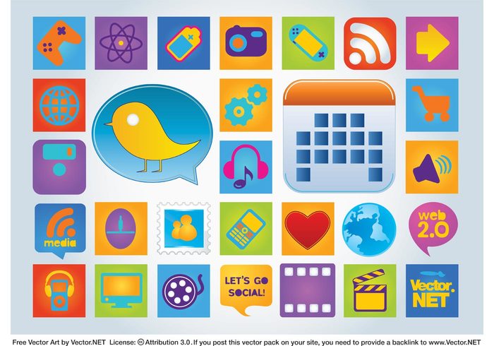 web twitter technology symbols social network social media labels internet icons electronics communication badges  
