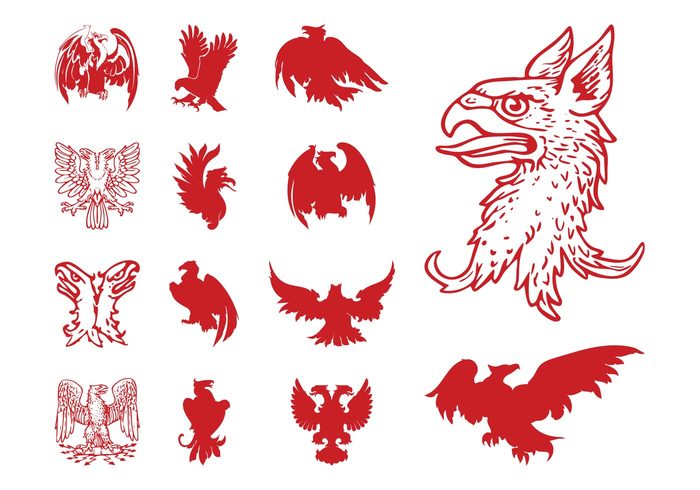 wings silhouettes royal lightning heraldry heraldic head fly eagles eagle birds animals animal 