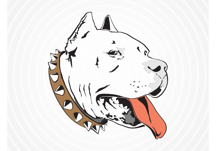 Tongue tattoo Studded Stud spikes pet mouth minimal head ears Domesticated dog vector dog decal collar 