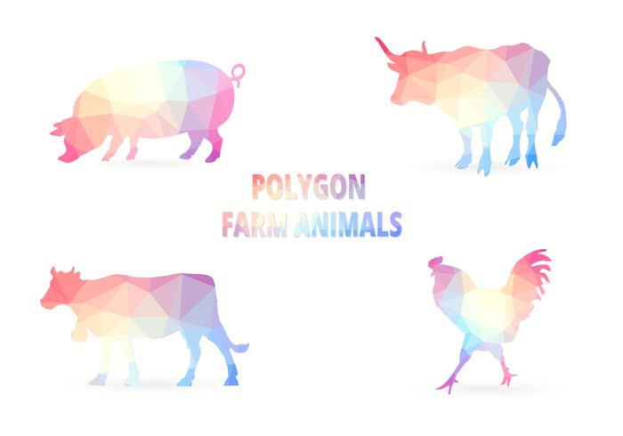 triangles sticker silhouette rooster polygonal animal polygon pattern origami nature icon hog geometric diamond cow colorful chicken bull background backdrop animals 