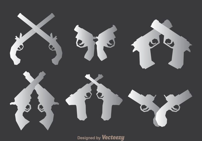 weapon silhouette revolver police pistols modern gun danger crossed guns crossed gun crossed cross crime classic bang attack 