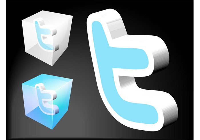 website web Twitter vectors twitter Tweeting tweet technology tech social media shiny online networking letter internet glossy cubes boxes  