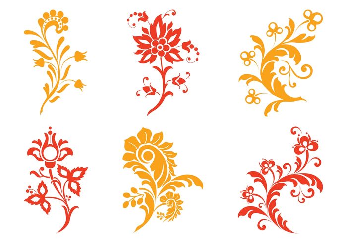 swirls Stems silhouettes scrolls plants petals nature leaves flowers floral blossoms 