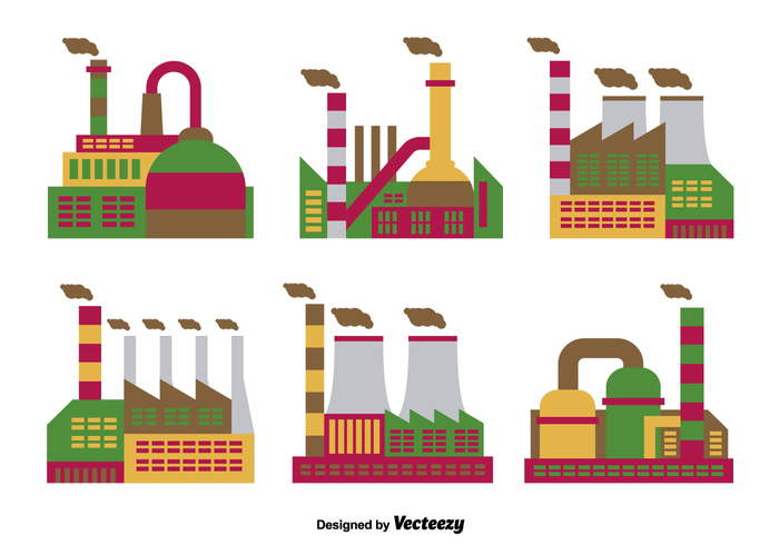 urban smoke power pictogram manufacturing industry industrial icons flat factory environment Engineering energy construction city business building architecture 