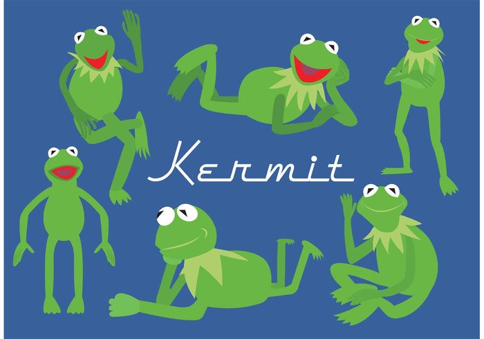 vector illustration vector typography toy Tongue Toad swim reptile puppet nice nature kermit the frog kermit jump isolated illustration happy green funny frog drawing different positions cute comic color closeup character cartoon Aquatic animal amphibian 