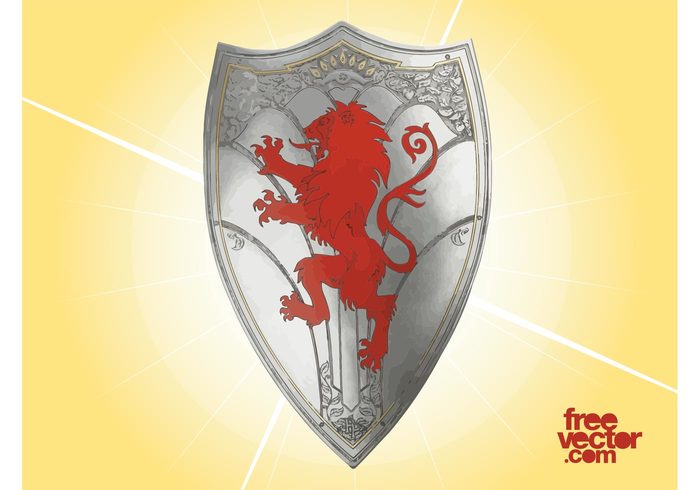 war silver shiny shield royal metal lion heraldry heraldic Fight armor animal 
