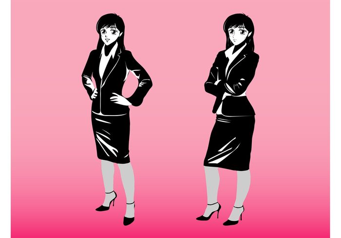 women woman Smile manga happy girls formal corporate cartoon businesswomen businesswoman Anime 