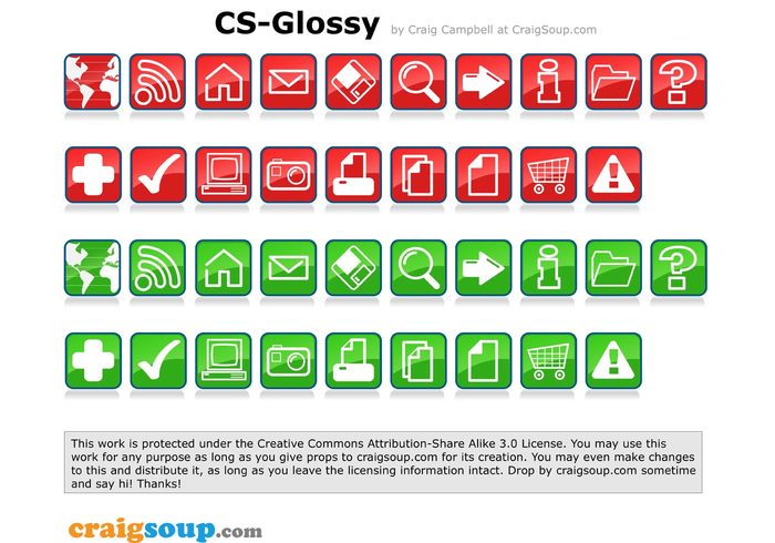website red icons green glossy cute Craigsoup buttons 
